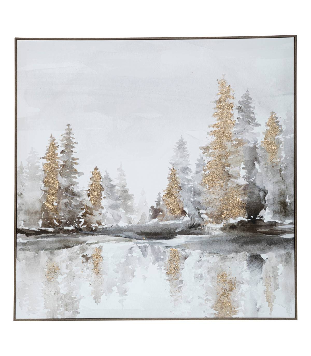 Tableau Toile murale peinte et encadrée Paysage hivernal 78 x 78 cm - Image 1