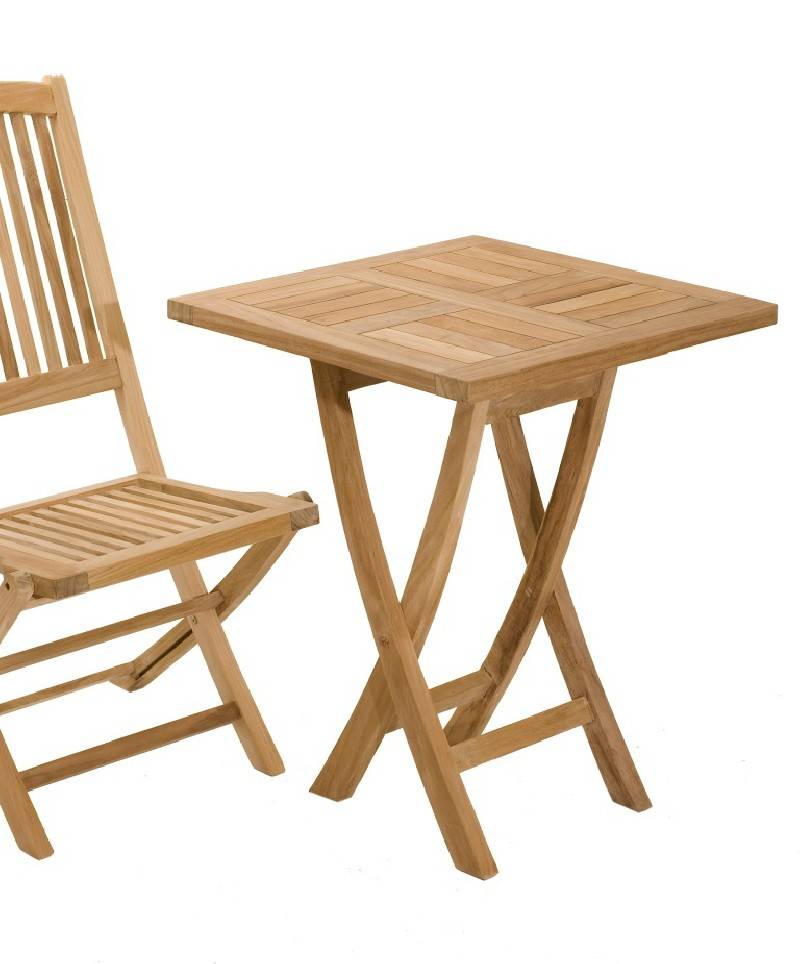 FUN - Table de jardin 2 personnes, carrée pliante 60x60cm en bois Teck - Image 3