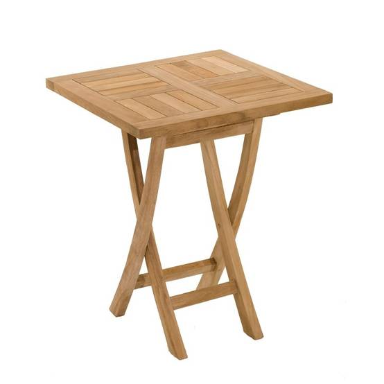 FUN - Table de jardin 2 personnes, carrée pliante 60x60cm en bois Teck - Image 1
