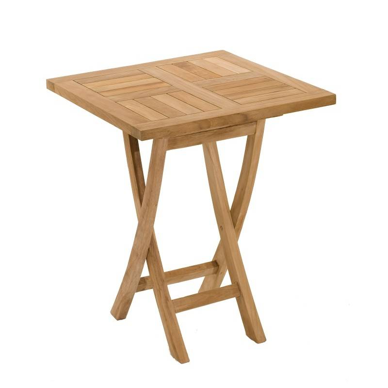 FUN - Table de jardin 2 personnes, carrée pliante 60x60cm en bois Teck