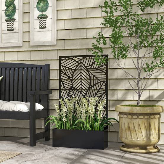 Jardinière en métal grillagée, murale ou au sol, idéale pour la culture de plantes ou la décoration urbaine, 61 x 23 x 113 cm, noire - Image 3