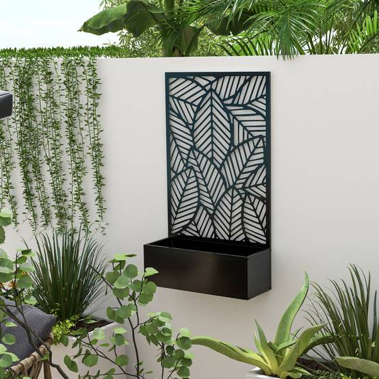 Jardinière en métal grillagée, murale ou au sol, idéale pour la culture de plantes ou la décoration urbaine, 61 x 23 x 113 cm, noire - Image 9