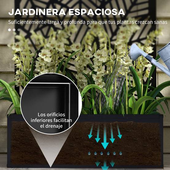 Jardinière en métal grillagée, murale ou au sol, idéale pour la culture de plantes ou la décoration urbaine, 61 x 23 x 113 cm, noire - Image 7