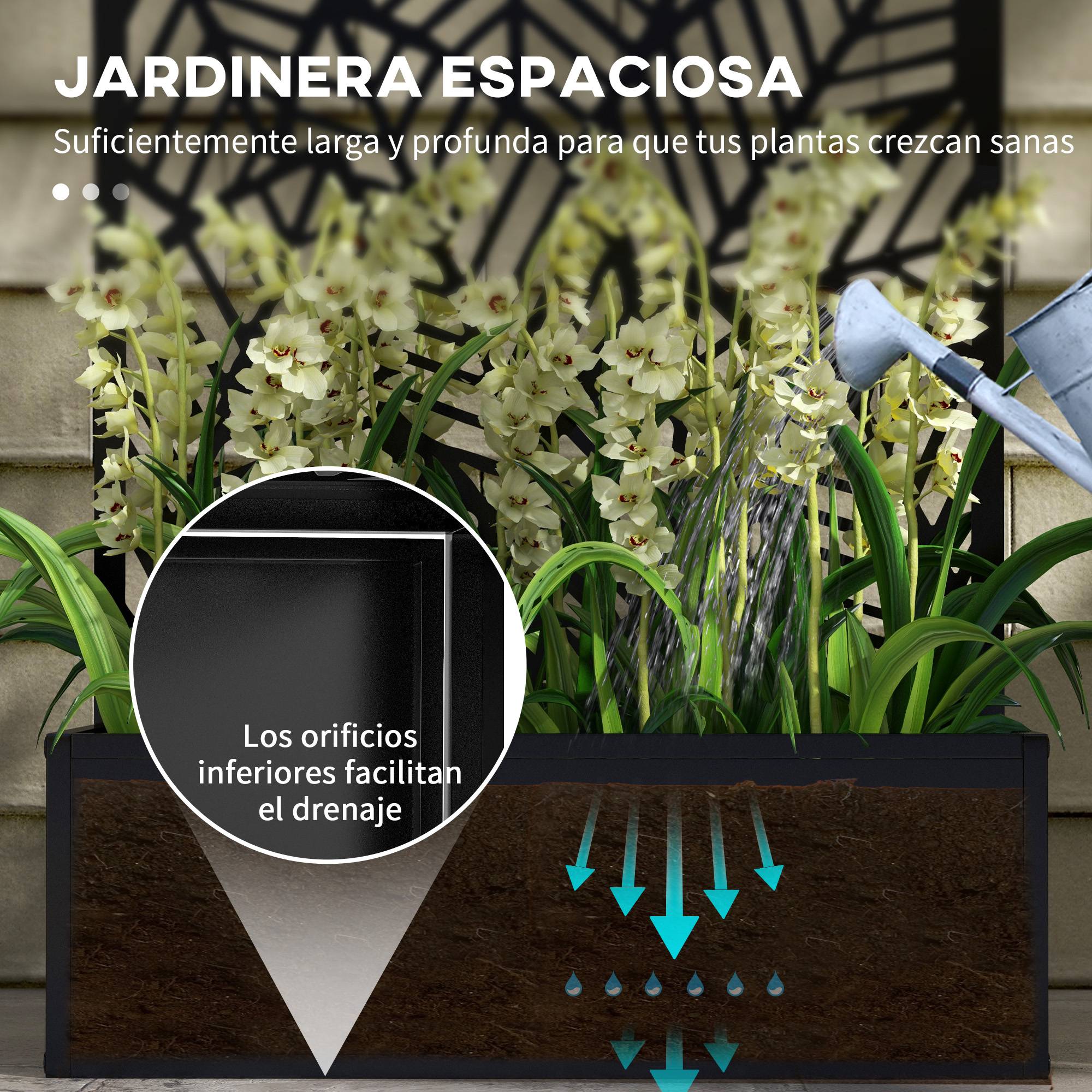 Jardinière en métal grillagée, murale ou au sol, idéale pour la culture de plantes ou la décoration urbaine, 61 x 23 x 113 cm, noire - Image 7