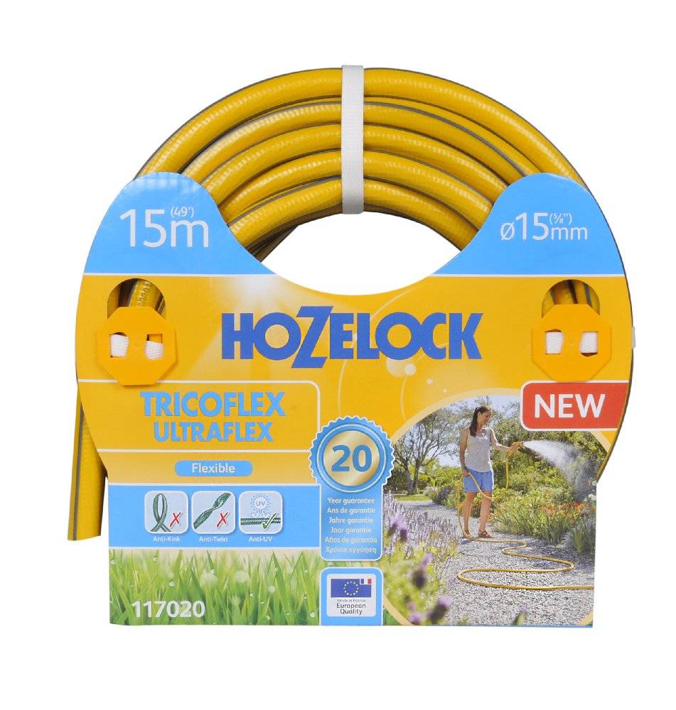 Hozelock - Tuyau d’arrosage anti torsion - jaune bandes 3D grises (48 uc/pal) - 15mm - 20m HOZELOCK - Image 1
