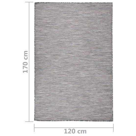 Tapis In/Outdoor Tissage Plat en PP Durable pour Terrasse Patio Marron et Bleu 120x170 cm – ComfortXL Outdoor Living - Image 6