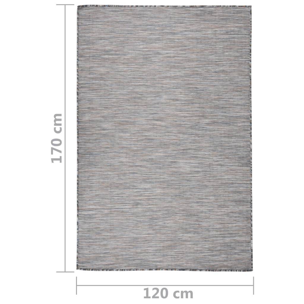 Tapis In/Outdoor Tissage Plat en PP Durable pour Terrasse Patio Marron et Bleu 120x170 cm – ComfortXL Outdoor Living - Image 6