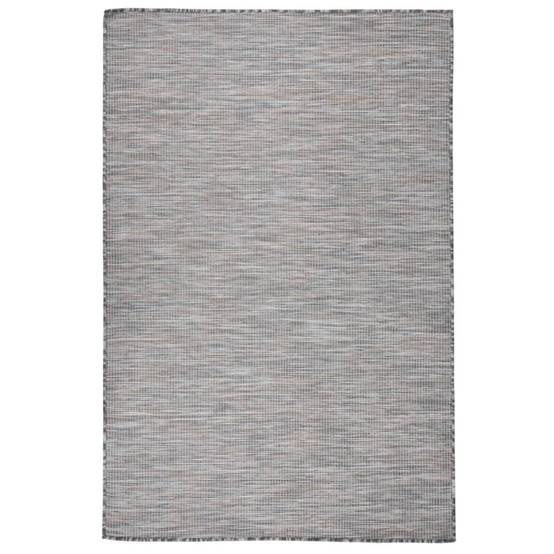 Tapis In/Outdoor Tissage Plat en PP Durable pour Terrasse Patio Marron et Bleu 120x170 cm – ComfortXL Outdoor Living - Image 1