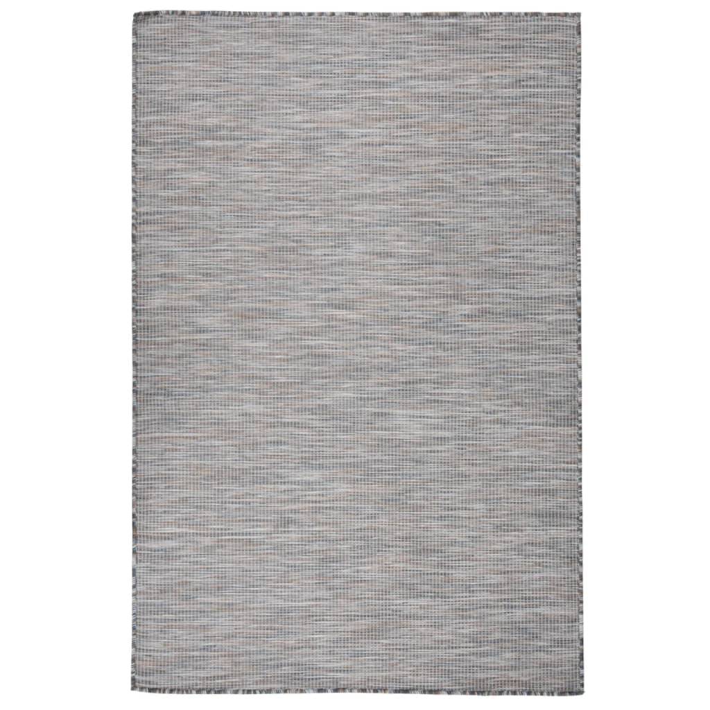 Tapis In/Outdoor Tissage Plat en PP Durable pour Terrasse Patio Marron et Bleu 120x170 cm – ComfortXL Outdoor Living - Image 1
