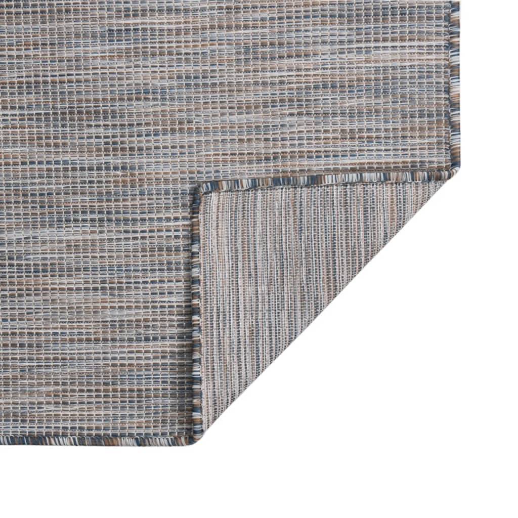 Tapis In/Outdoor Tissage Plat en PP Durable pour Terrasse Patio Marron et Bleu 120x170 cm – ComfortXL Outdoor Living - Image 2
