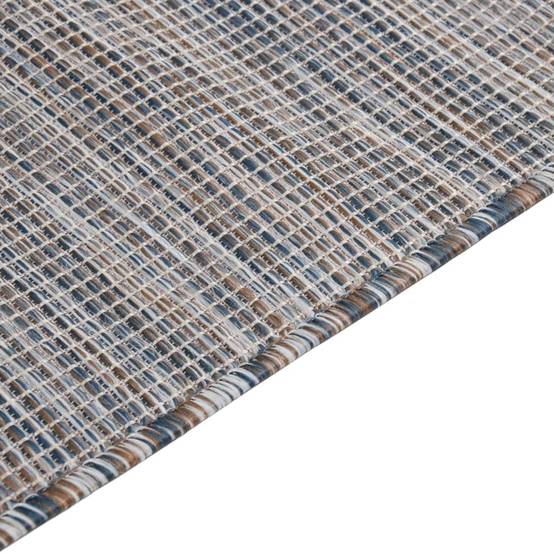 Tapis In/Outdoor Tissage Plat en PP Durable pour Terrasse Patio Marron et Bleu 120x170 cm – ComfortXL Outdoor Living - Image 4
