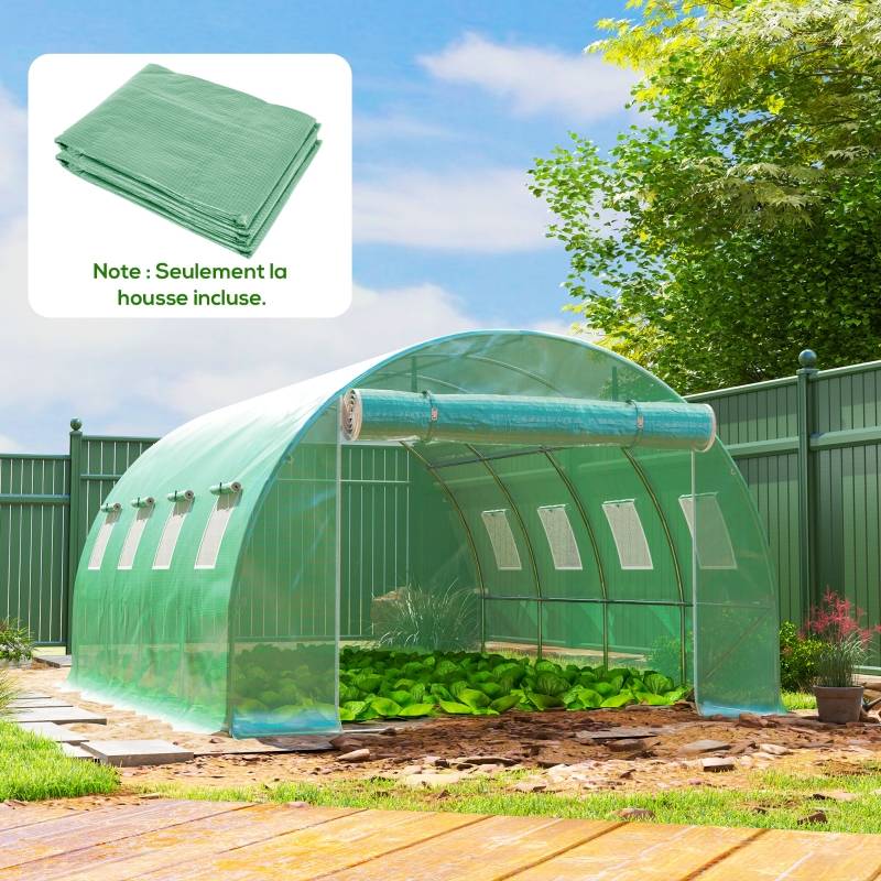 ComfortXL - Bâche de rechange pour serre tunnel 12m² PE 140g/m² anti-UV 4x3m Vert - ComfortXL Outdoor Living - Image 1