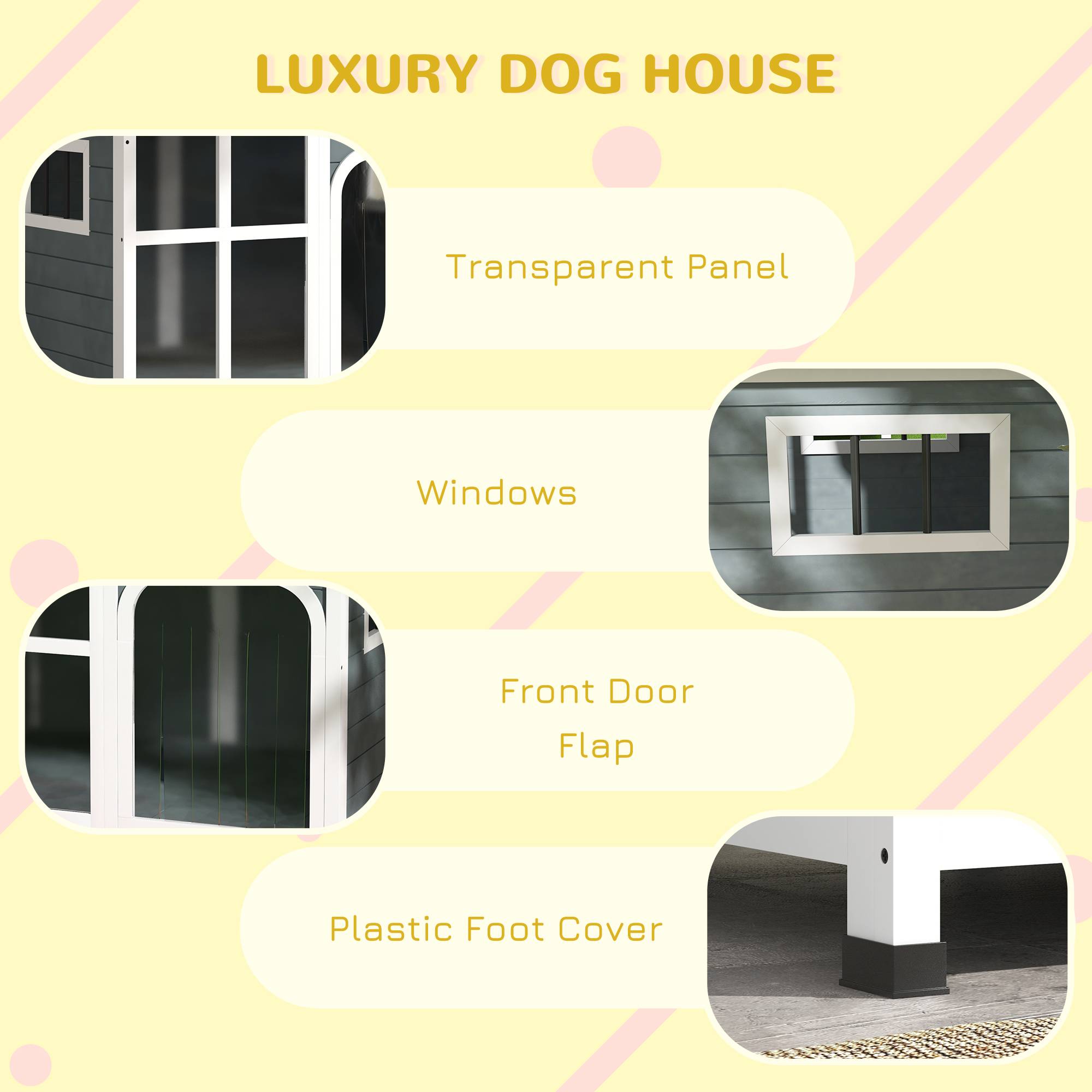 Niche d'extérieur pour chiens de taille moyenne avec toit ouvrant, en bois, 101 x 66,5 x 70,5 cm, grise - Image 10