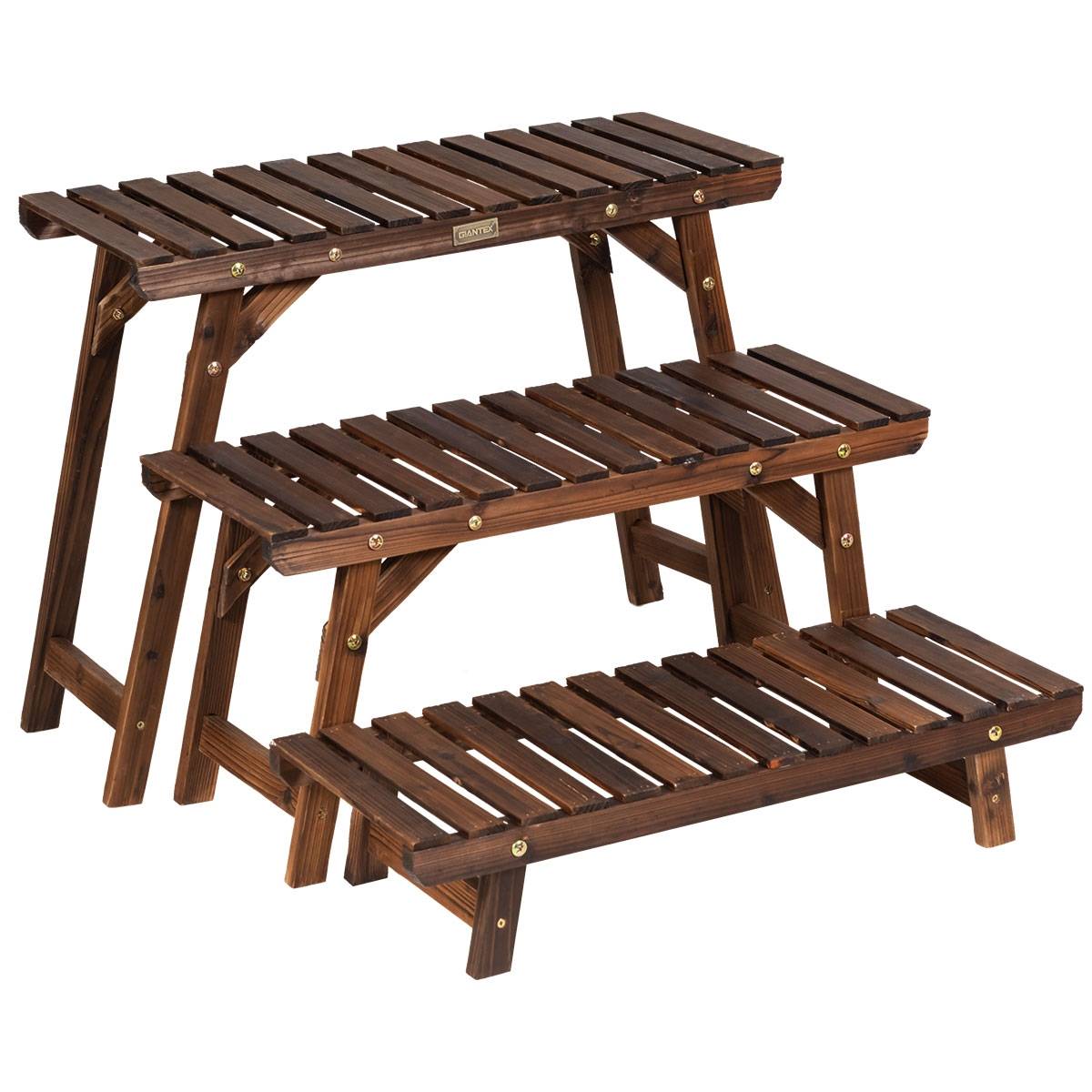 4 Nveaux Étagère Plable Bambou Support Porte Plante Fleur pot Escaler Échelle pour Mason