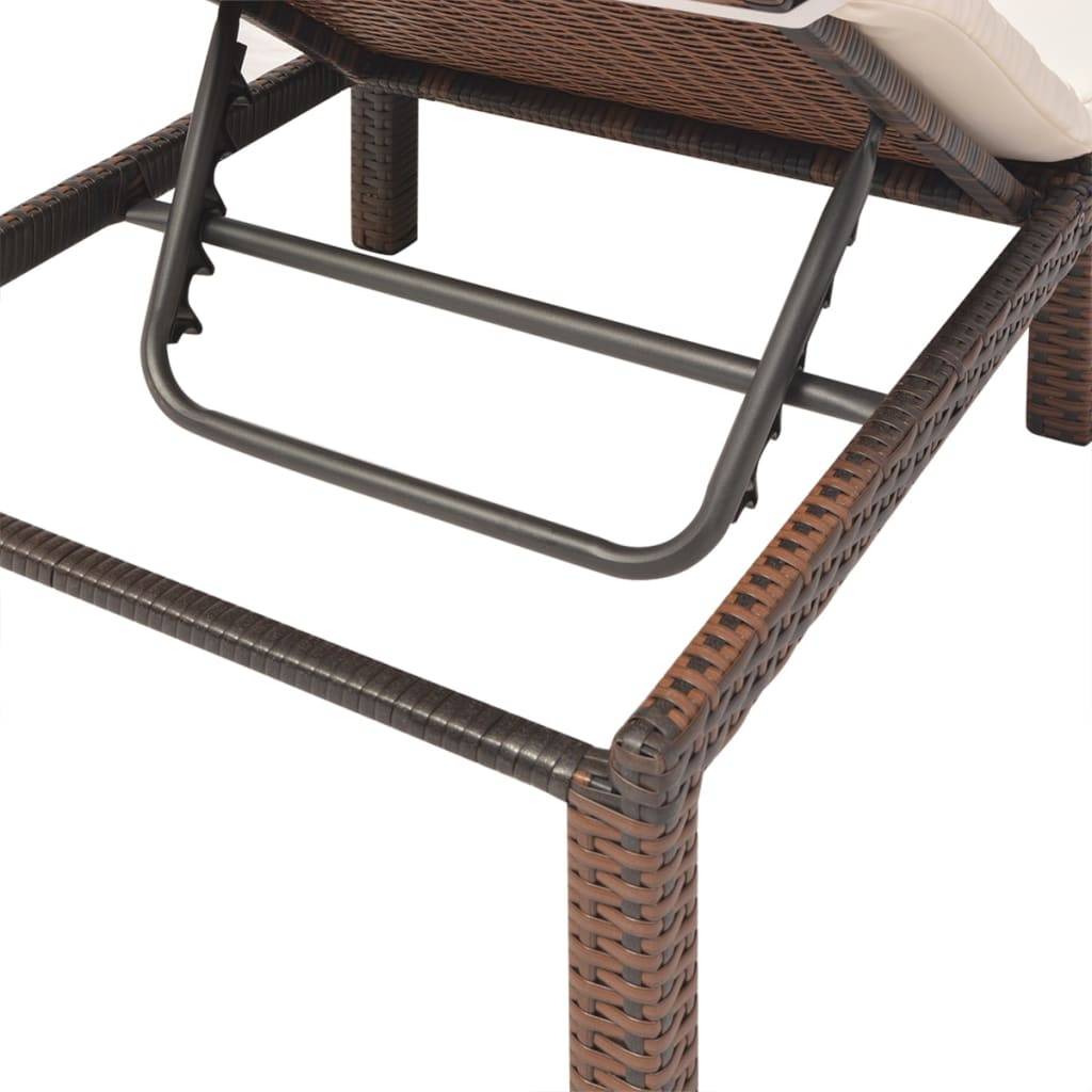 Maison Chic - Bain de soleil - transat avec coussin Résine tressée Marron - Meuble Pro - Image 8