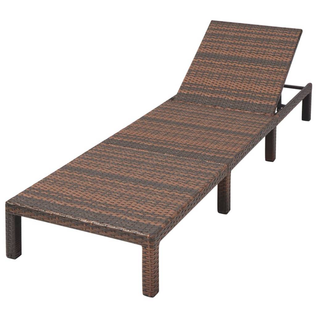 Maison Chic - Bain de soleil - transat avec coussin Résine tressée Marron - Meuble Pro - Image 6