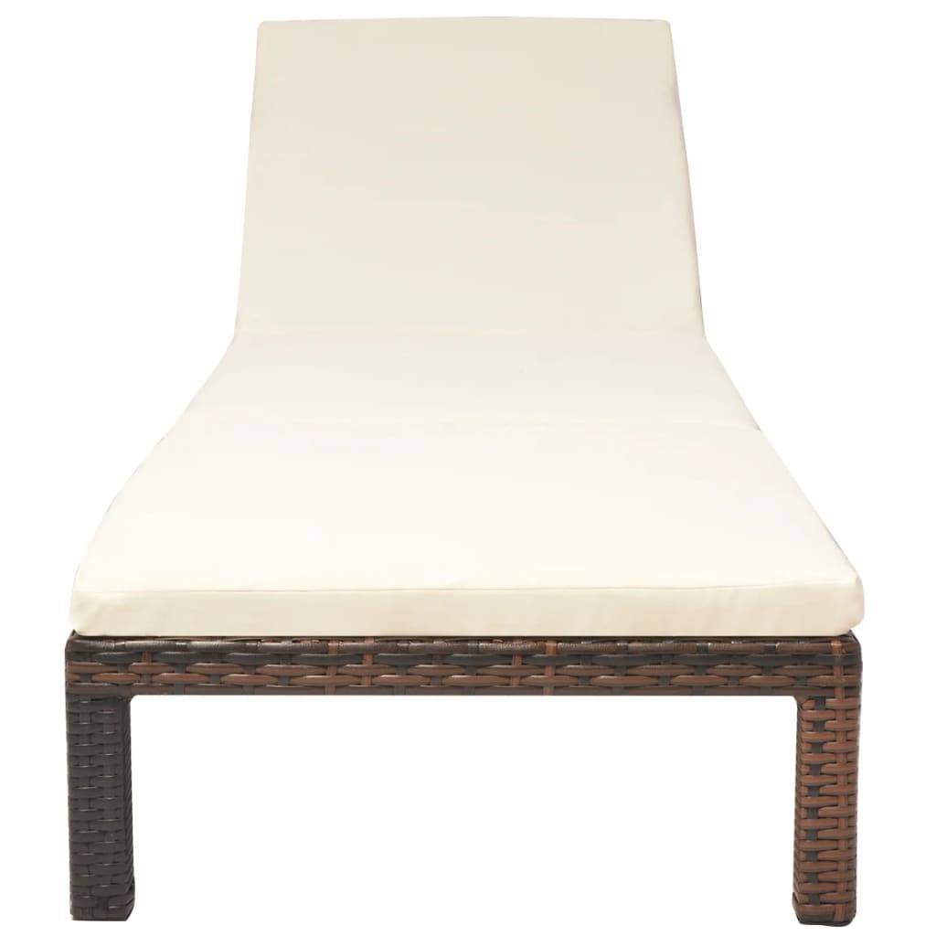 Maison Chic - Bain de soleil - transat avec coussin Résine tressée Marron - Meuble Pro - Image 3