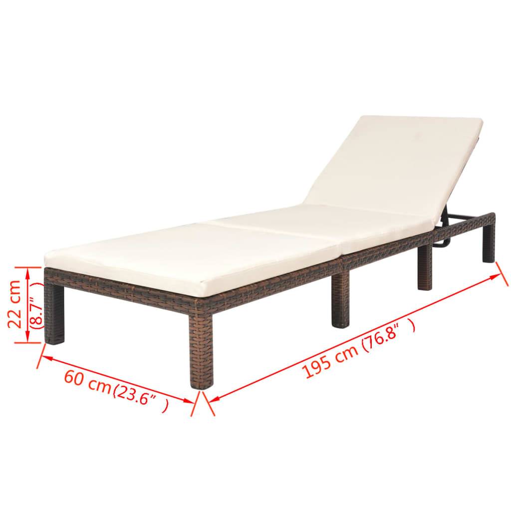 Maison Chic - Bain de soleil - transat avec coussin Résine tressée Marron - Meuble Pro - Image 9