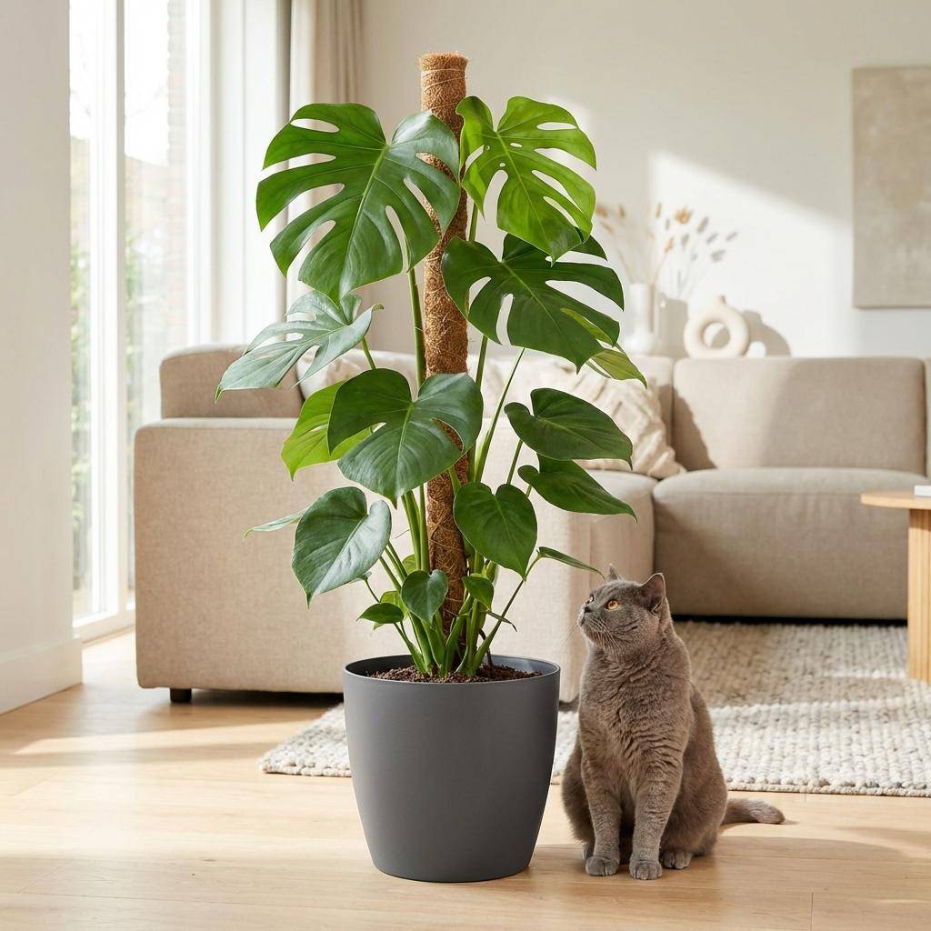 Monstera Deliciosa avec tuteur - Pot de 19cm - Hauteur 90cm - Gris - Plantes d'intérieur - Image 3