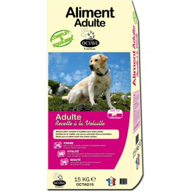 Croquettes Octave chien adulte Sac 15 kg