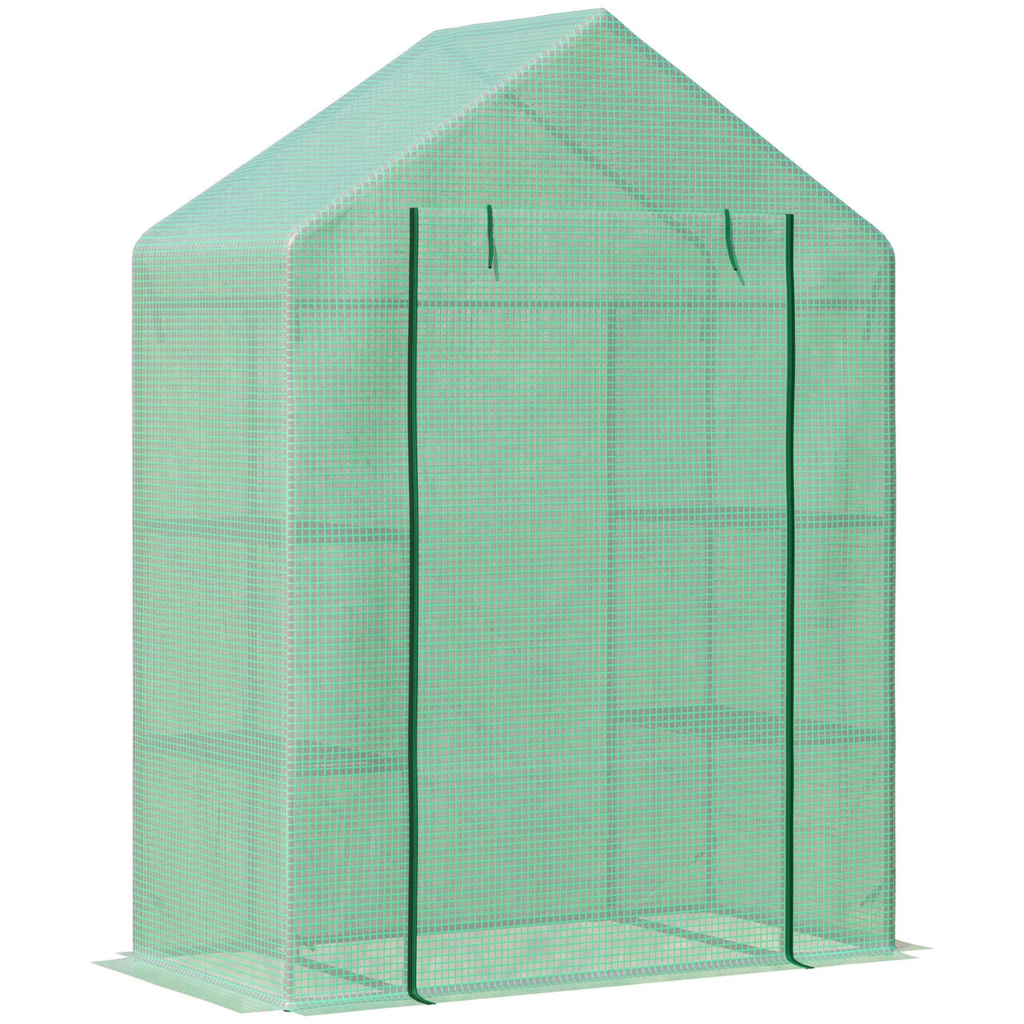 Serre de jardin acier PE étagères aérées croissance plantes 141x72x191cm vert - ComfortXL Outdoor Living - Image 1