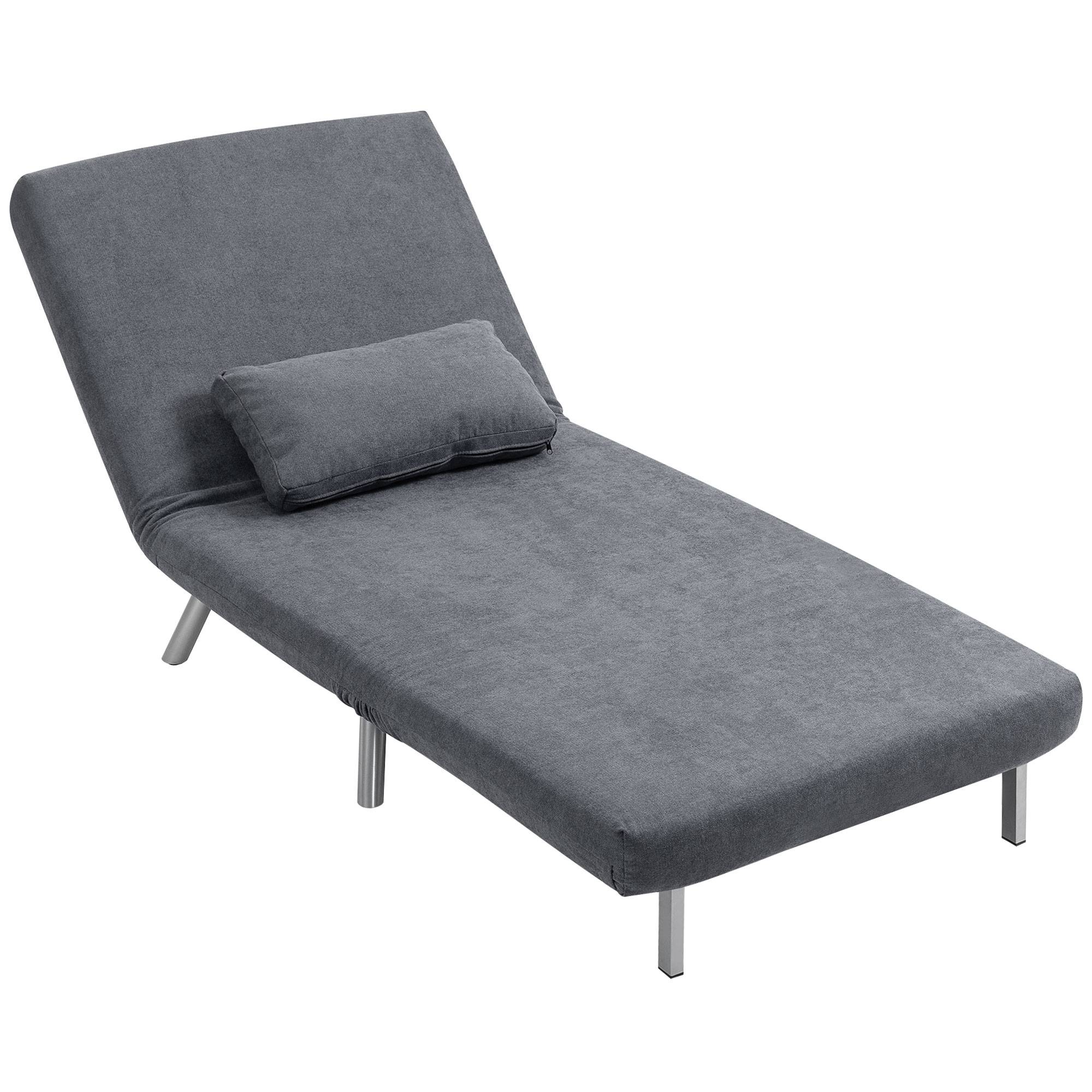 Fauteuil rembourré convertible en lit, modèle 3 en 1, fauteuil-lit, lit d'appoint, revêtement en tissu, avec coussins, gris foncé - Image 2