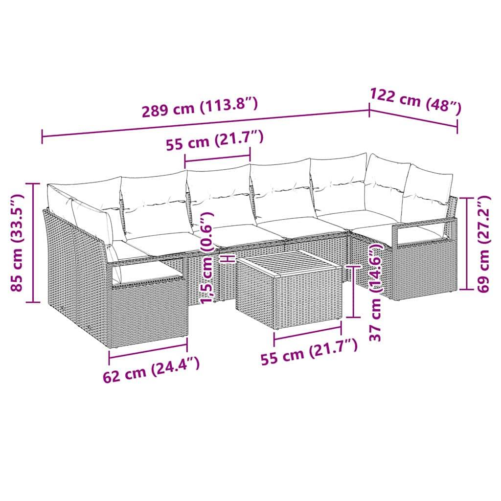 ComfortXL - Salon de jardin 8 places en poly rotin avec table en bois et coussins Noir – ComfortXL Outdoor Living - Image 9