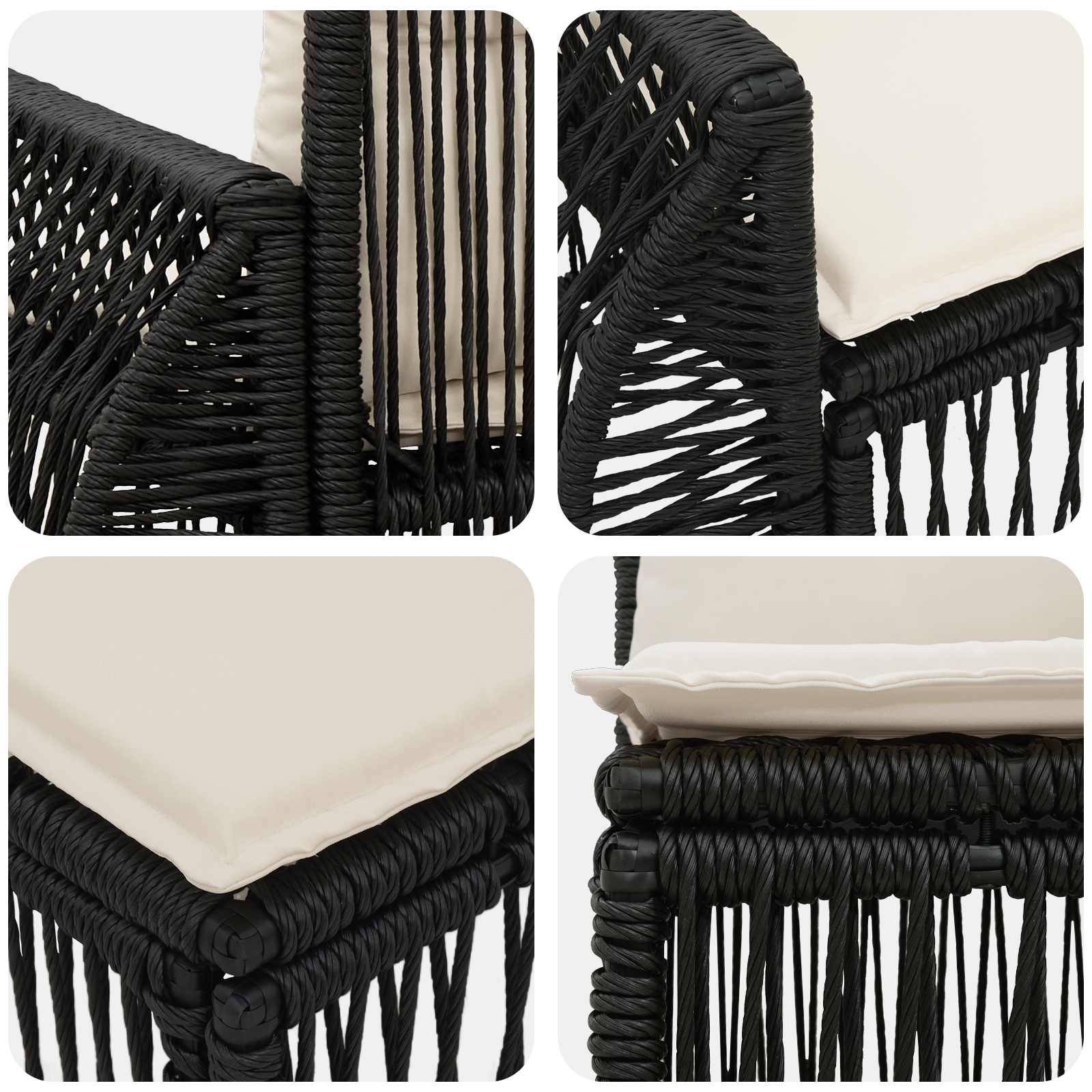 Vidaxl - Ensemble de canapé de jardin 4 pcs-Salons de jardin 4 place Noir et blanc crème 294765 - Image 6