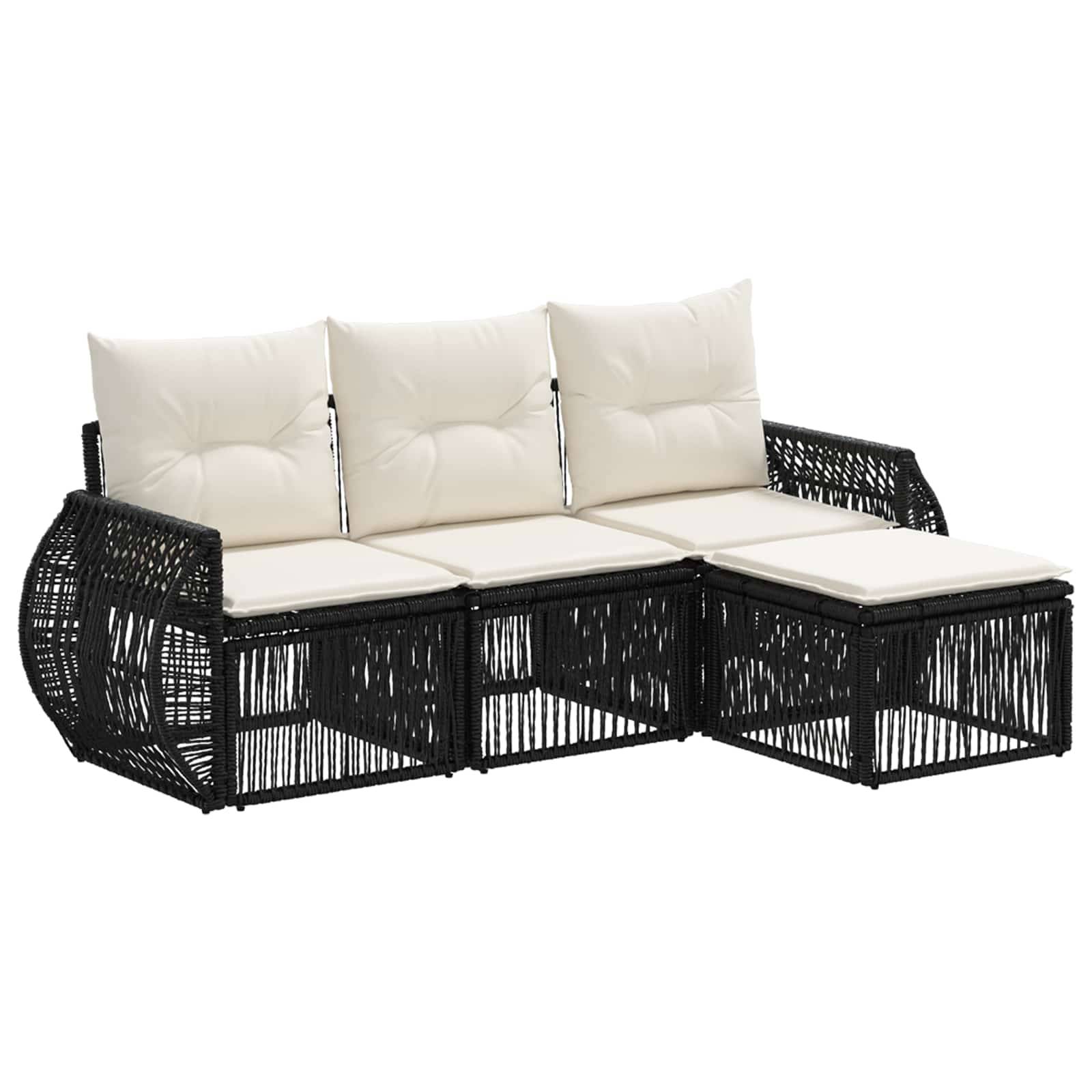 Vidaxl - Ensemble de canapé de jardin 4 pcs-Salons de jardin 4 place Noir et blanc crème 294765 - Image 2