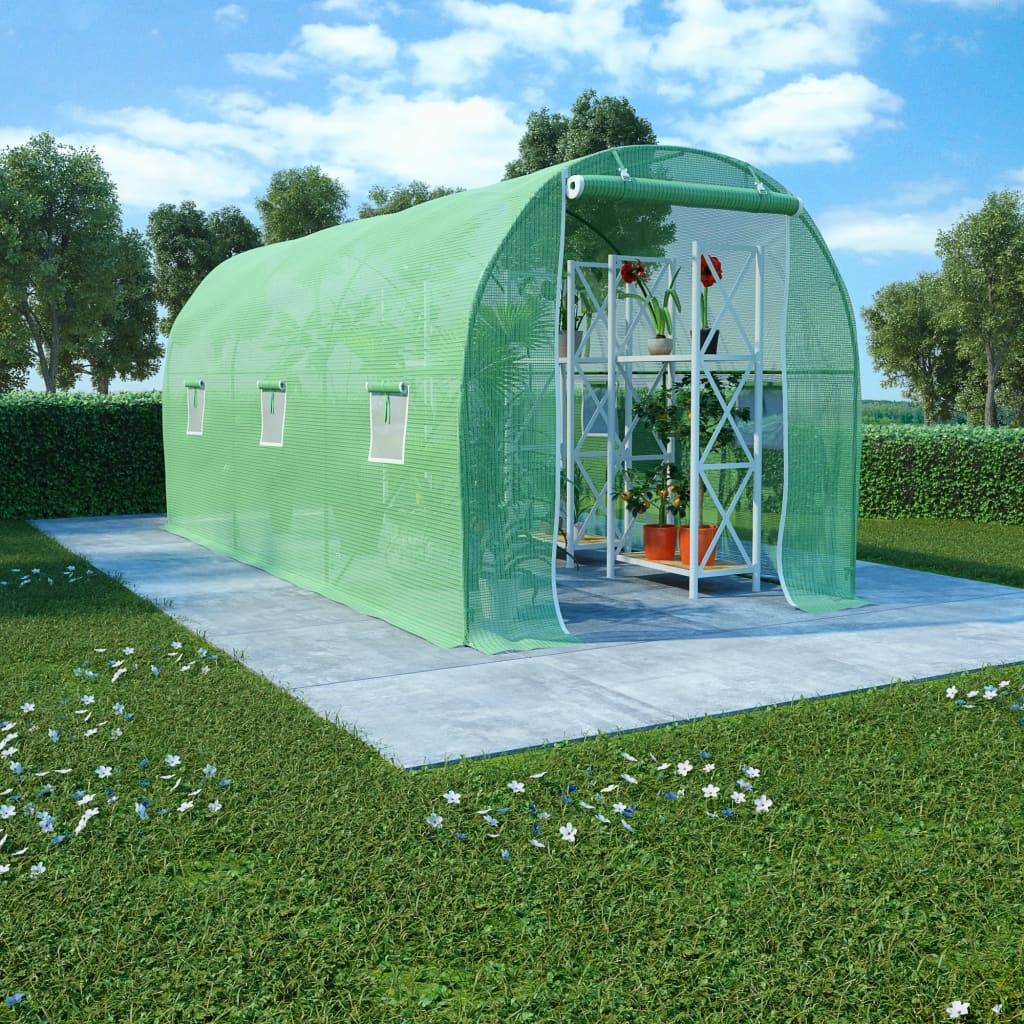 Serre Tunnel Jardin Acier PE Renforcé 140g/m² 9m² Vert - ComfortXL Outdoor Living - Image 1