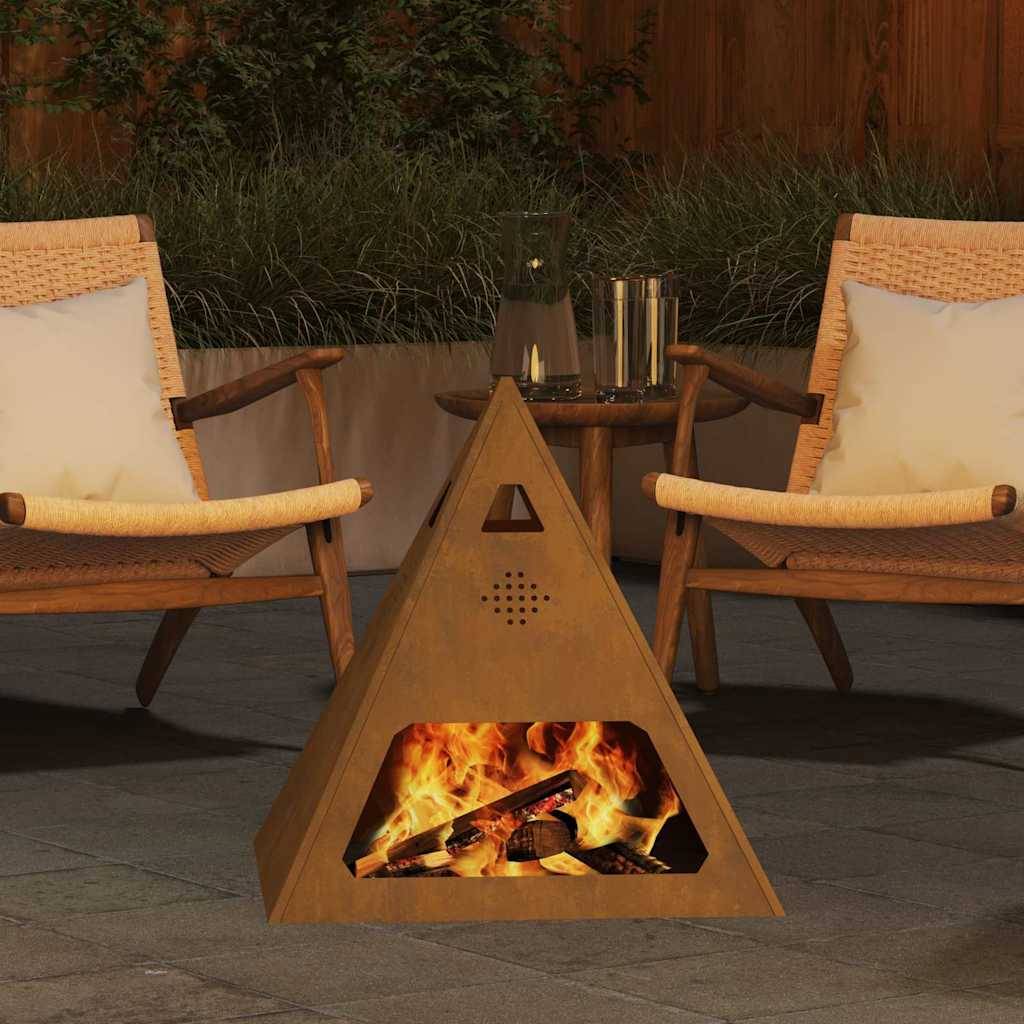 ComfortXL - Brasero pyramide foyer de jardin en acier Corten résistant intempéries – ComfortXL Outdoor Living - Image 4