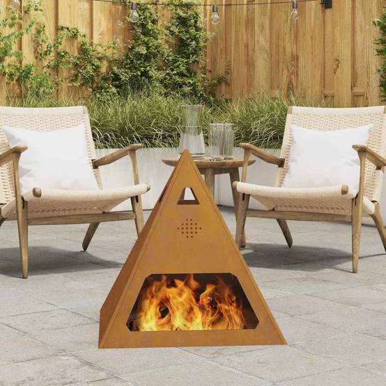 ComfortXL - Brasero pyramide foyer de jardin en acier Corten résistant intempéries – ComfortXL Outdoor Living - Image 1