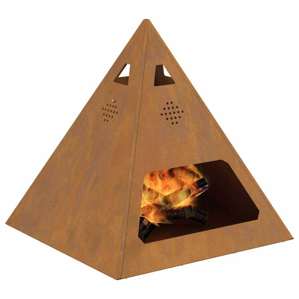 ComfortXL - Brasero pyramide foyer de jardin en acier Corten résistant intempéries – ComfortXL Outdoor Living - Image 3