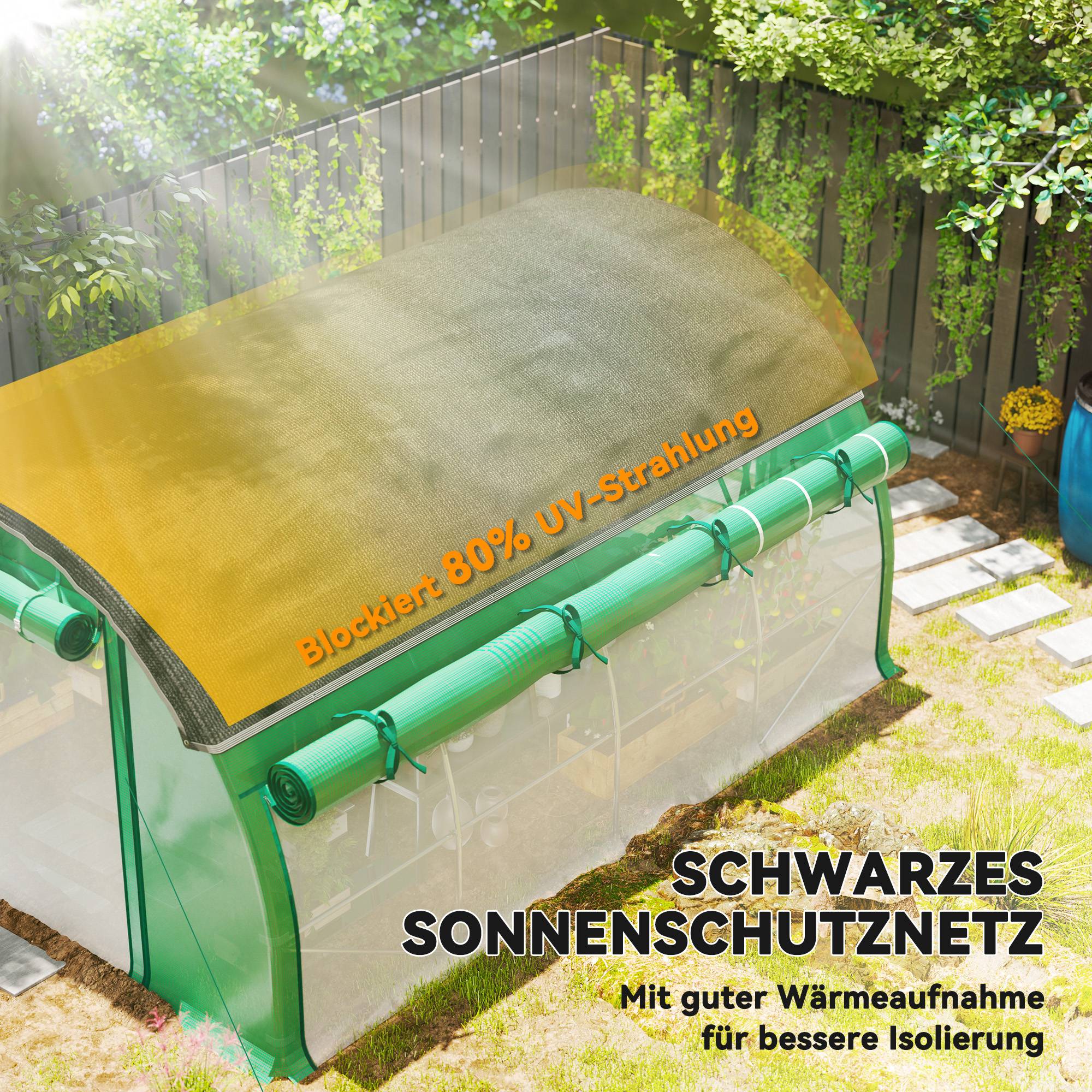 Sans Marque - Serre tunnel 4x3x2 m filet protection solaire parois enroulables acier bâche plastique verte serre potager jardin - Image 6