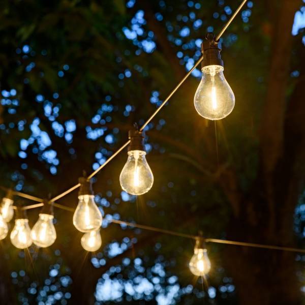 Guirlande lumineuse style guinguette 5M 10 ampoules poire LED filament blanc chaud prolongeable 24V Lotti - Image 7