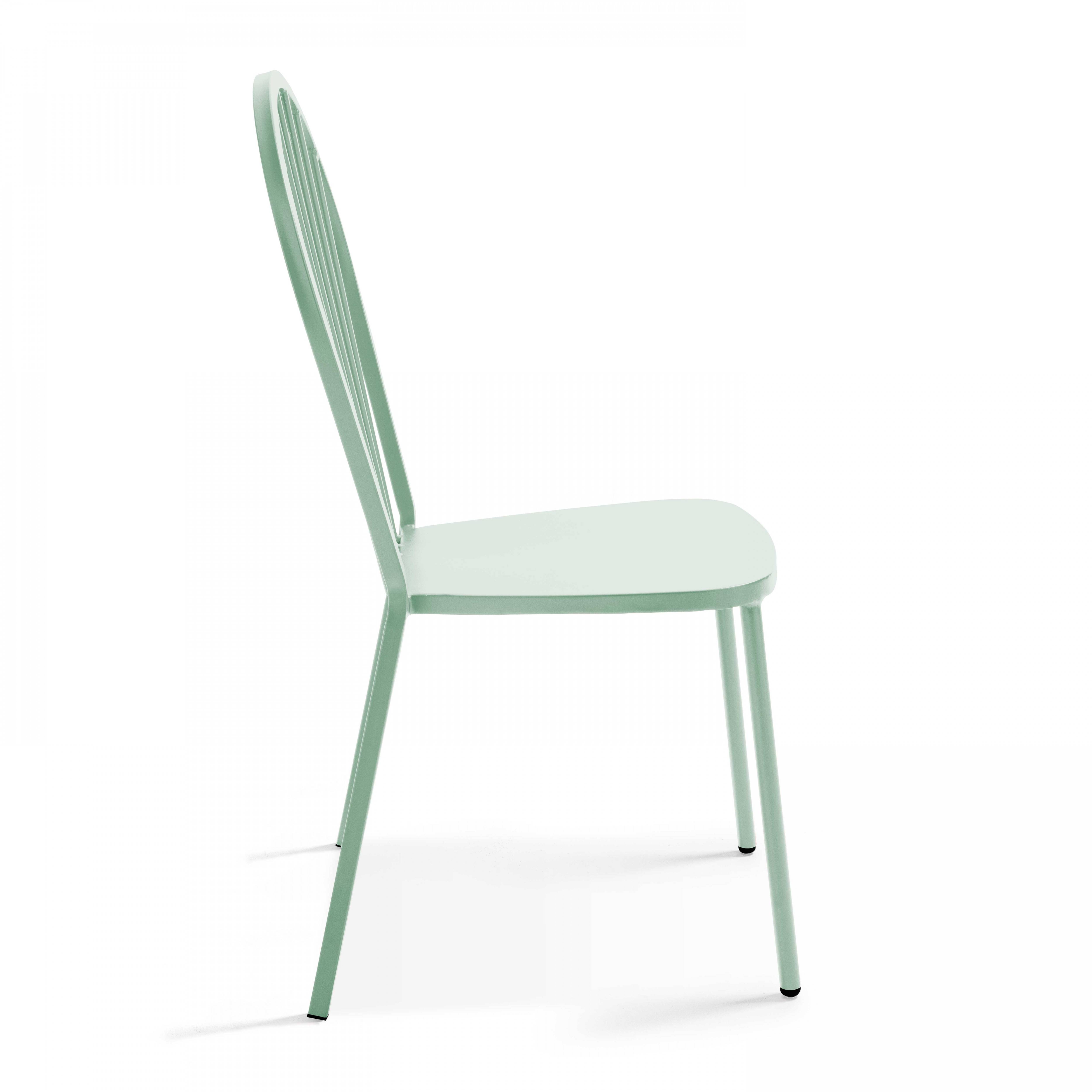 Oviala - Ensemble table de jardin bistrot et 2 chaises en acier vert sauge Palavas - Oviala - Image 6