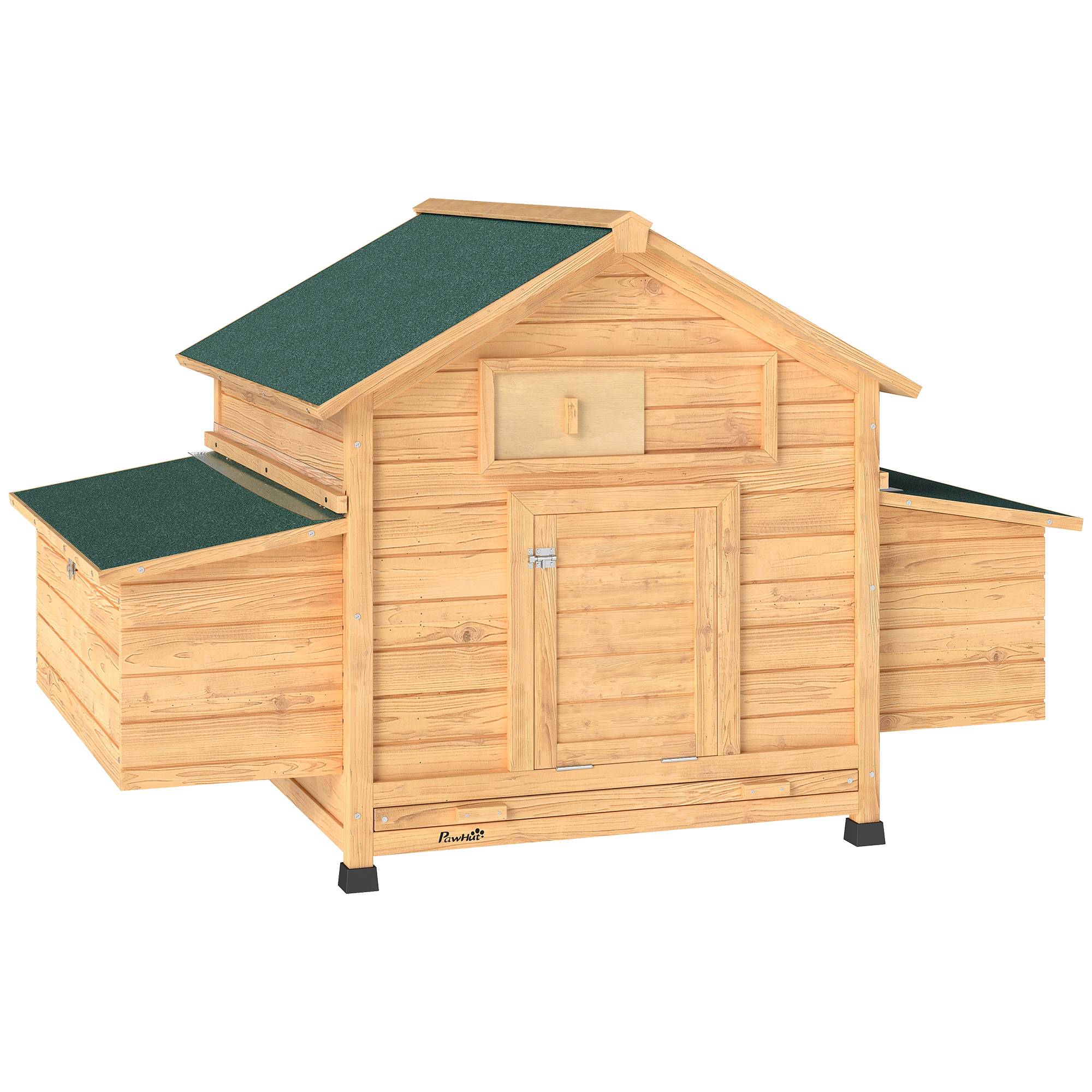 Poulailler bois extérieur double nichoir pondoirs 150x100x96cm jaune - ComfortXL Outdoor Living - Image 1