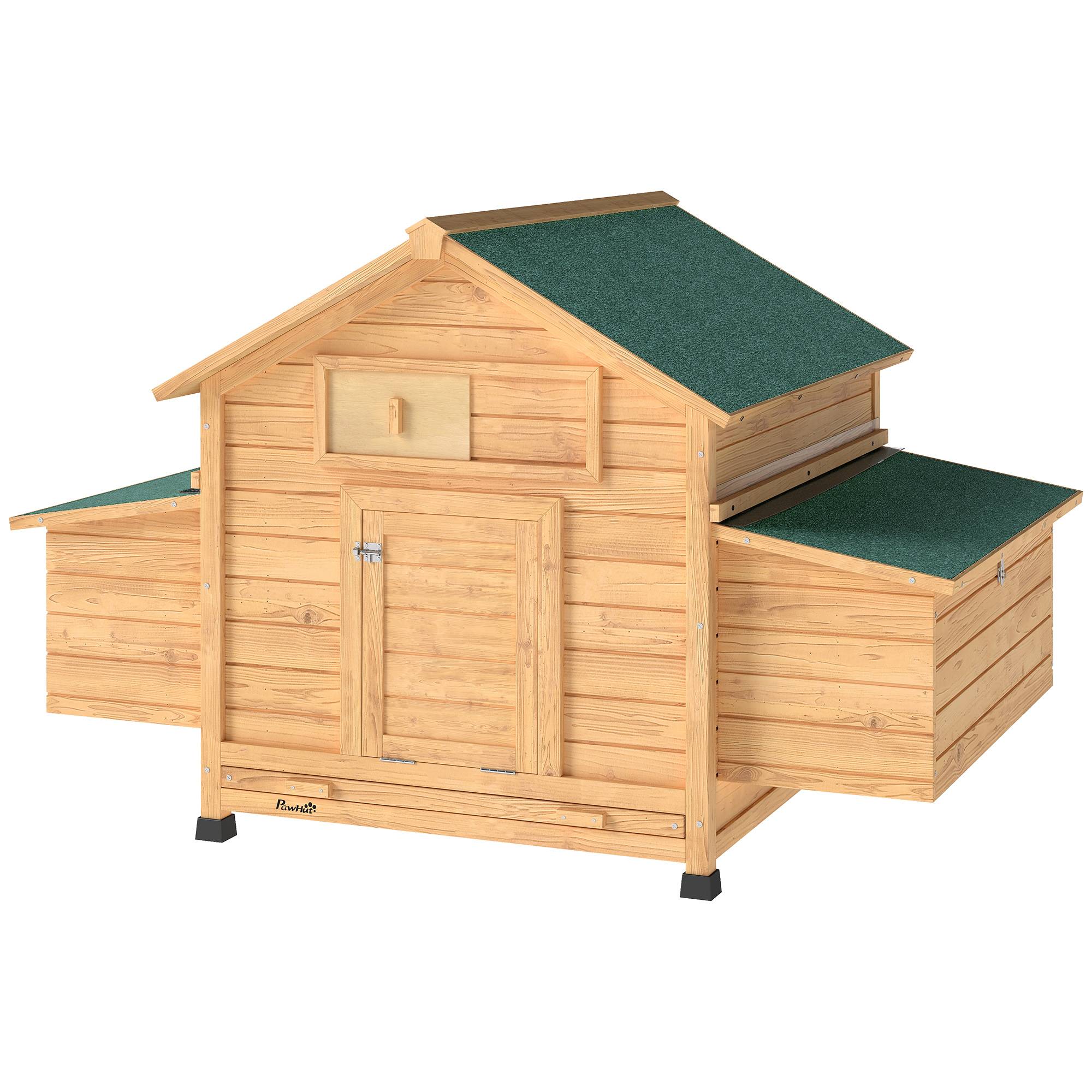 Poulailler bois extérieur double nichoir pondoirs 150x100x96cm jaune - ComfortXL Outdoor Living - Image 2
