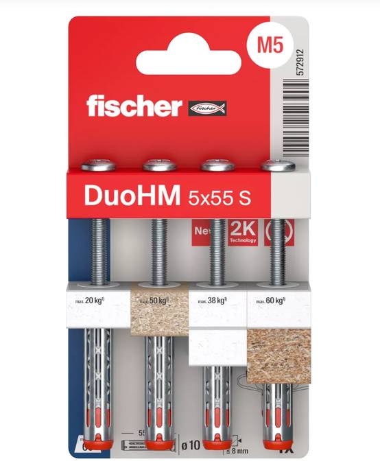 Fischer - Chevilles métallique pour corps creux DuoHM 5X55 embout PZ - FISHER - 572912
