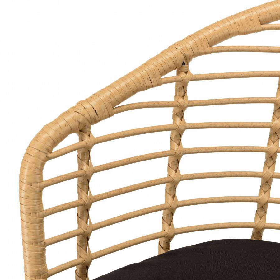 Macabane - MALO - SALON DE JARDIN 2 PERS. - Table ronde 70x70cm et 2 fauteuils beiges et noirs - Image 10