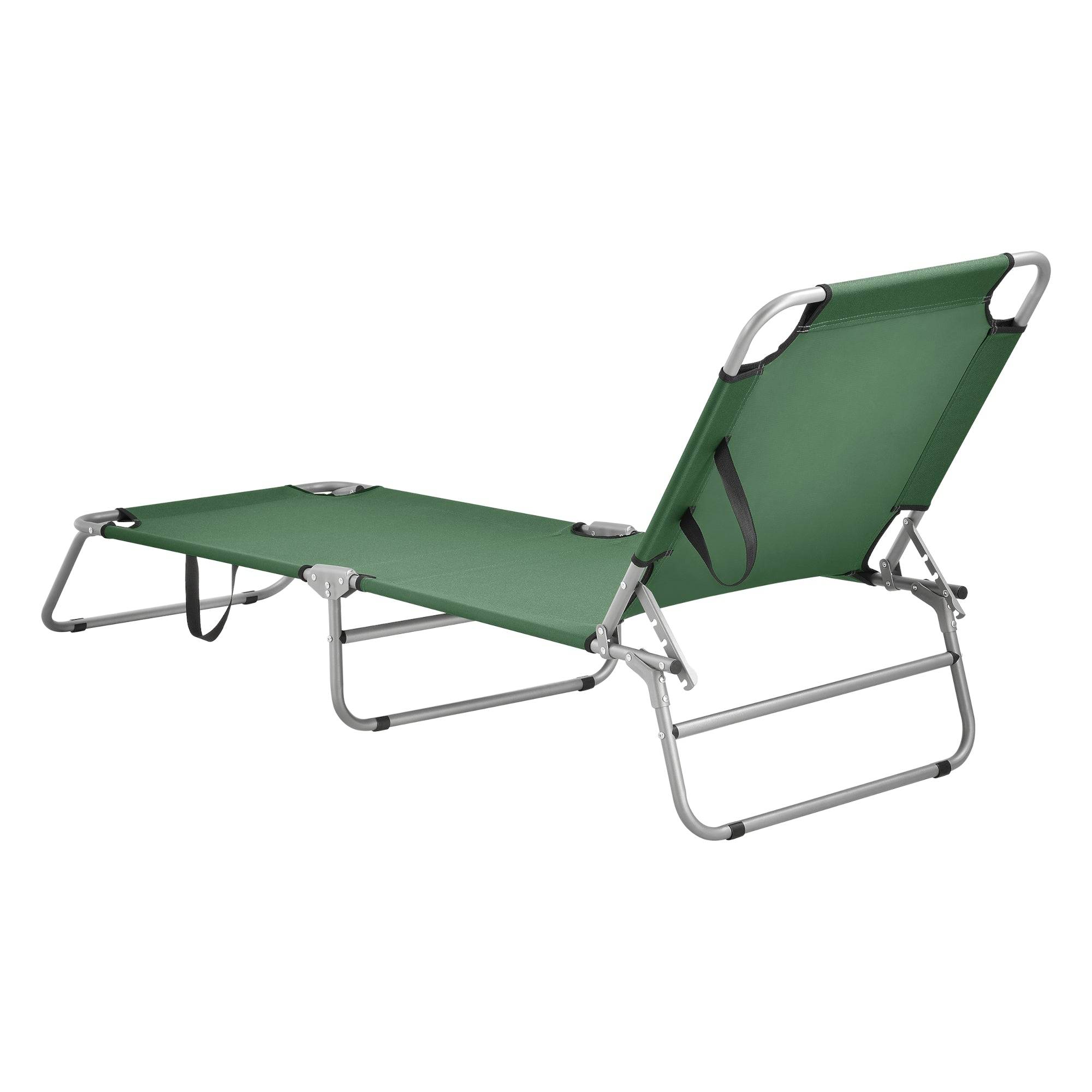 Helloshop26 - Lot de 2 transats inclinables acier polyester argenté mat vert foncé - Image 3