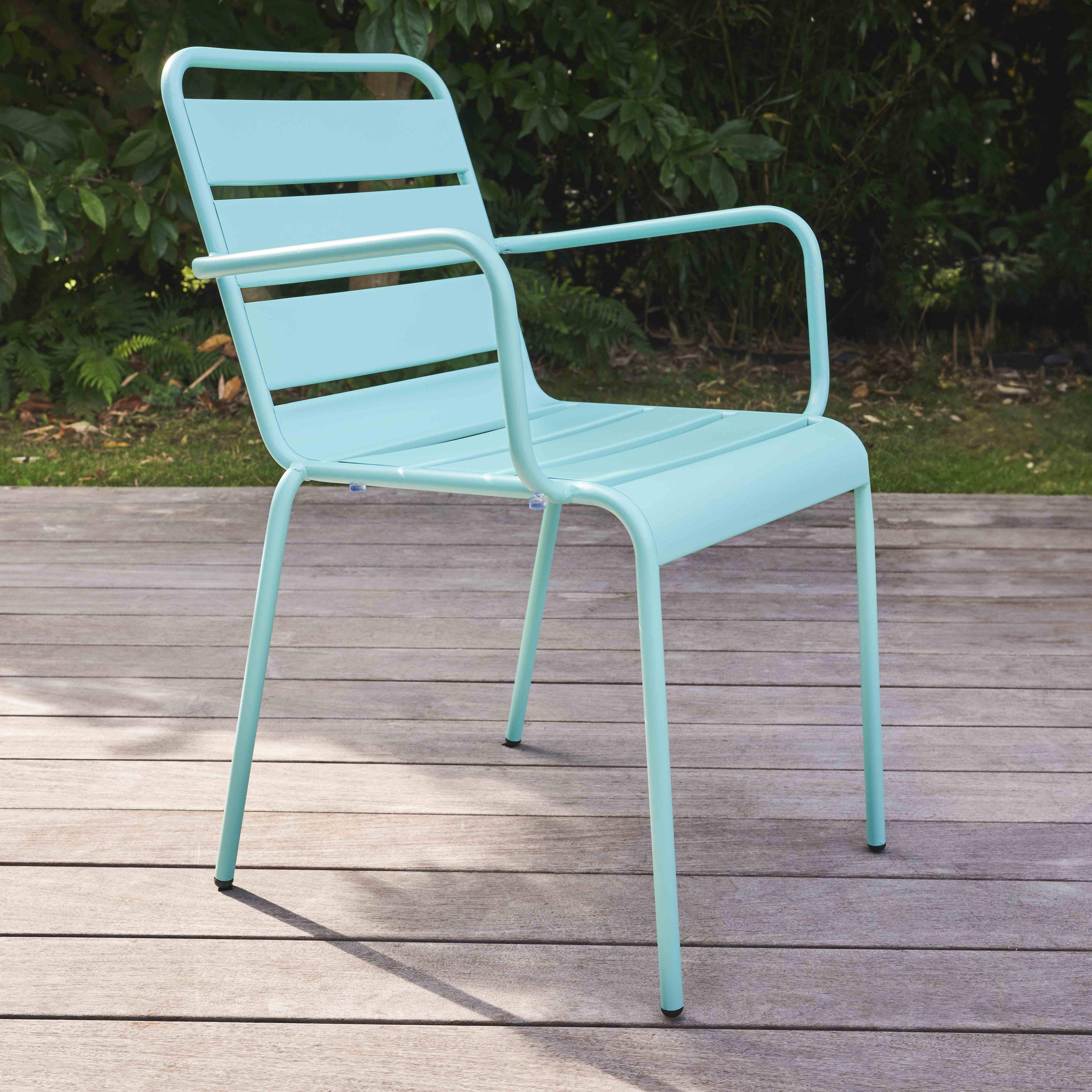 Oviala - Fauteuil de jardin en métal turquoise Palavas - Oviala - Image 2