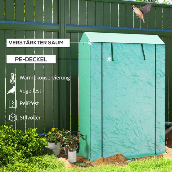 Serre étagères acier pour pots protection UV 100x40x150cm vert - ComfortXL Outdoor Living - Image 6