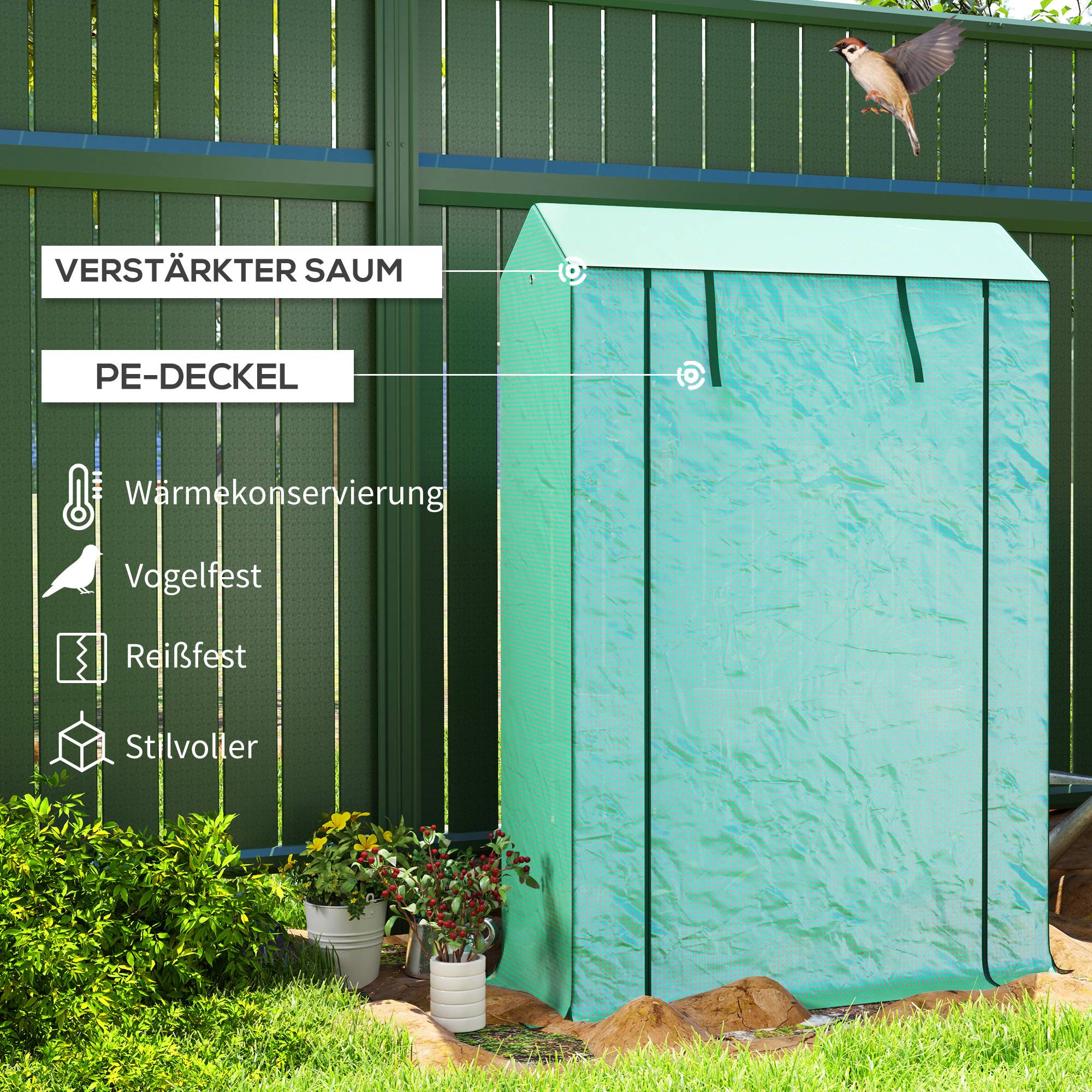 Serre étagères acier pour pots protection UV 100x40x150cm vert - ComfortXL Outdoor Living - Image 6