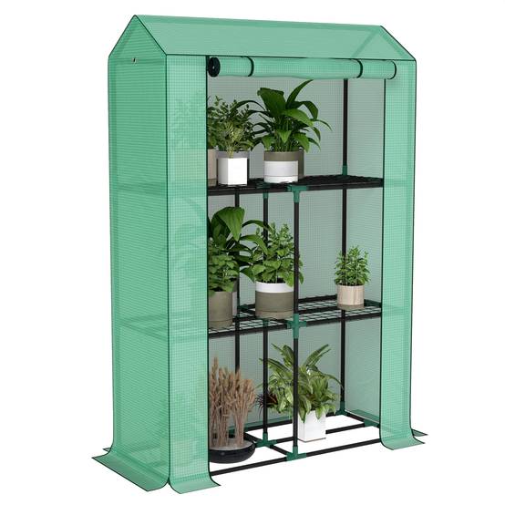 Serre étagères acier pour pots protection UV 100x40x150cm vert - ComfortXL Outdoor Living - Image 1