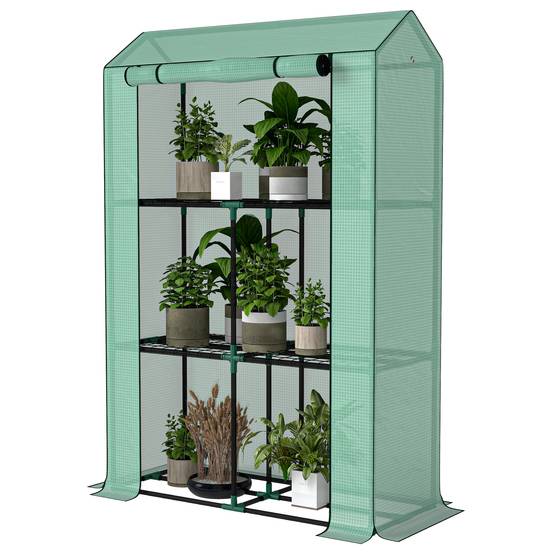 Serre étagères acier pour pots protection UV 100x40x150cm vert - ComfortXL Outdoor Living - Image 2