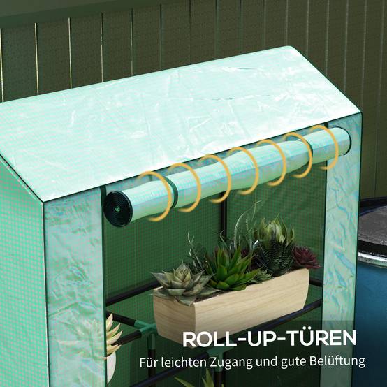 Serre étagères acier pour pots protection UV 100x40x150cm vert - ComfortXL Outdoor Living - Image 8