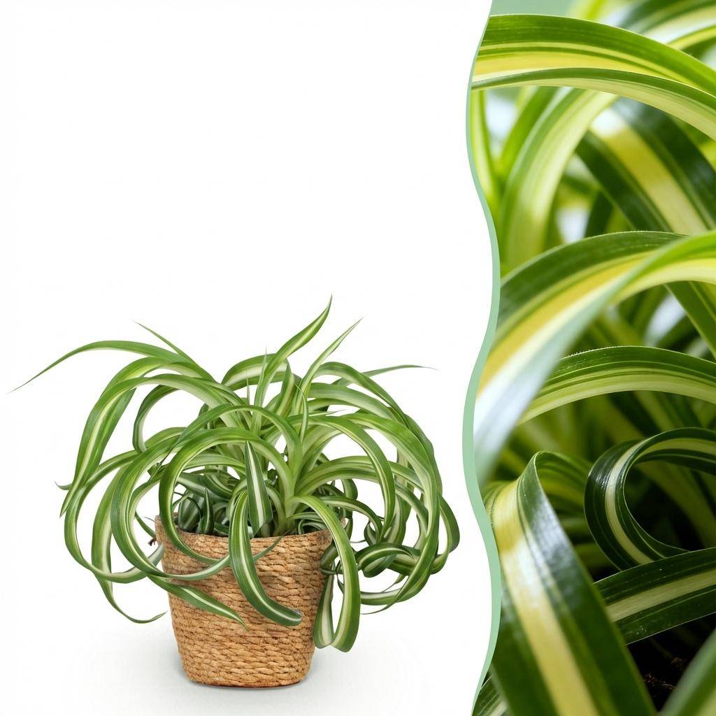 Chlorophytum comosum Bonnie - Pet-friendly - Pot de 12cm - Hauteur 20cm - 1 plante - Panier - Plantes d'intérieur - Image 1