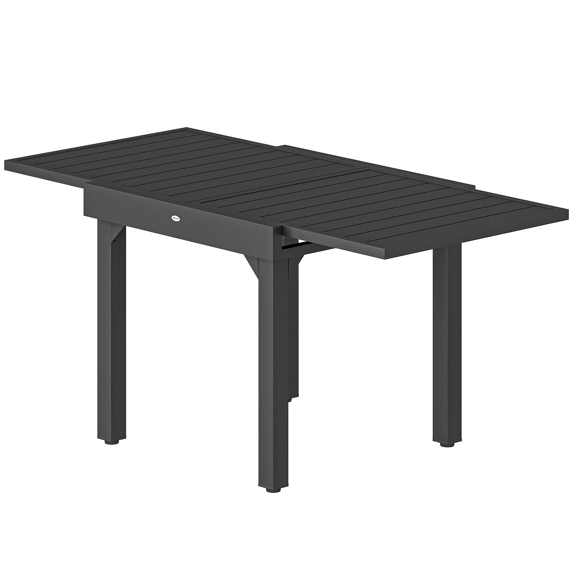 Table de jardin extensible d'extérieur 80/160 cm pour 4 à 6 personnes, rectangulaire, noire, idéale pour terrasse. - Image 2