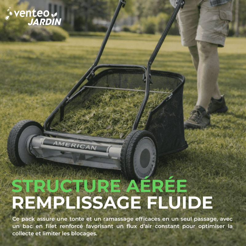 VENTEO Pack Tondeuse Hélicoïdale Manuelle 45cm 5 lames et du Bac 45 à 50cm | Tondeuse Manuelle Coupe Sans Électricité - VENTEO - Image 6